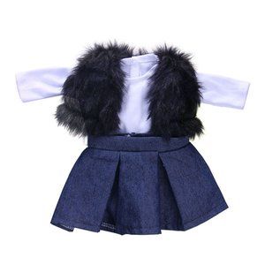 Navy Blue Vest and White Shirt, Blue Skirt